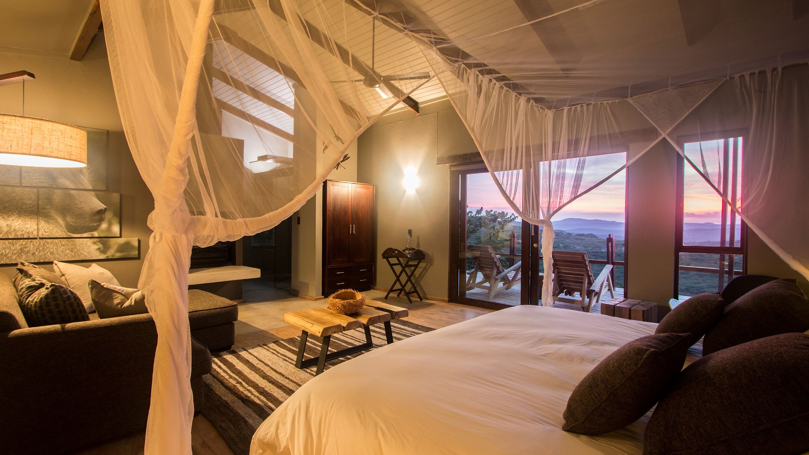 Rhino Ridge Safari Lodge Bedroom with view Rhino Ridge Safari Lodge Bedroom with view